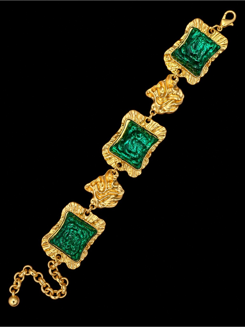 Monet Gold-Tone Bracelet with Emerald Green Panels
